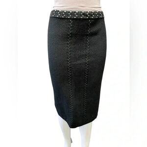 MAX STUDIO Black Tight Knit Pencil  Skirt Size M